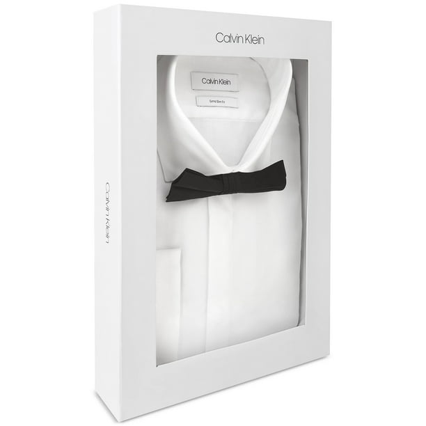 Calvin Klein X Men's Slim Fit French Cuff Tuxedo Shirt,White, 32/33 -  