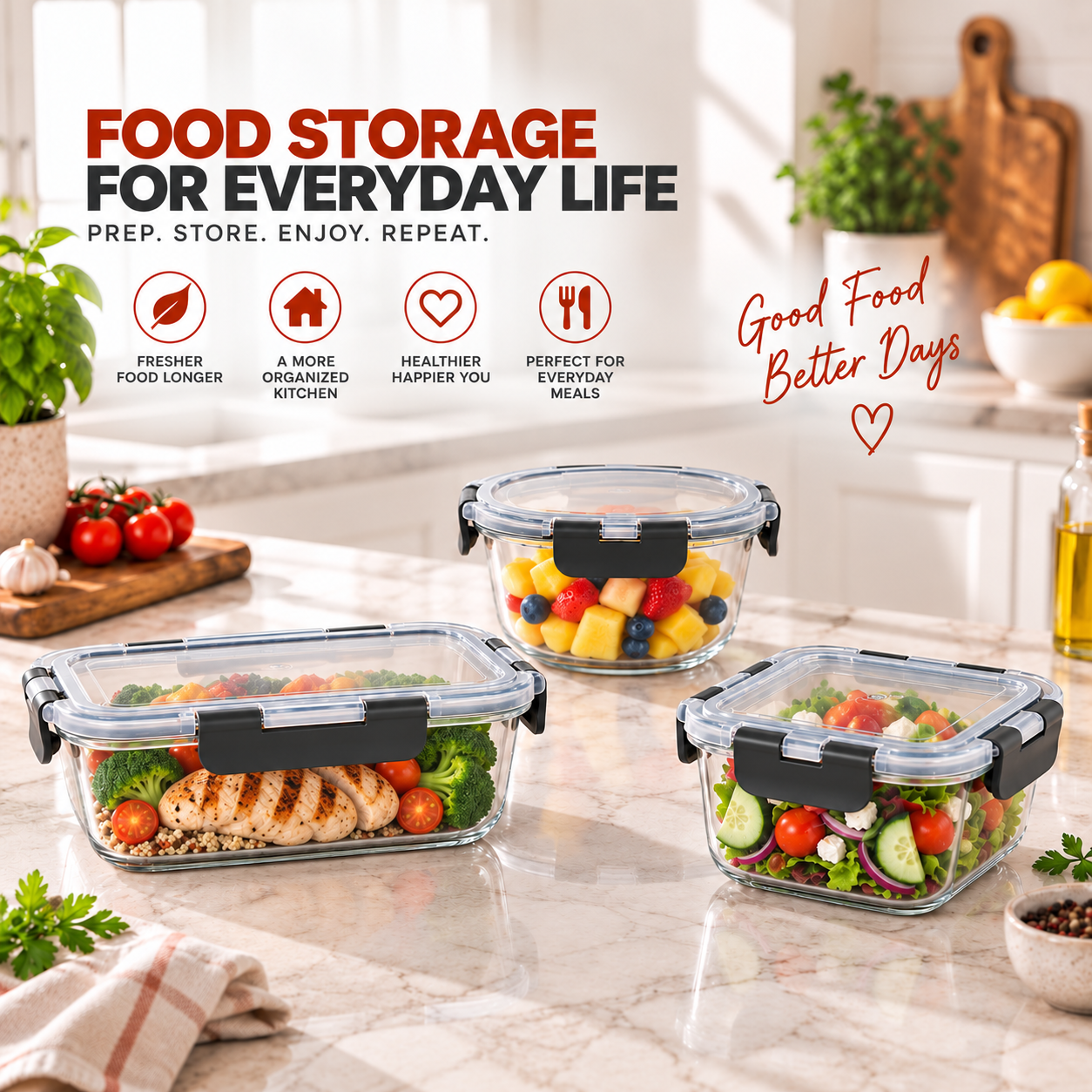 Razab 15-Piece Borosilicate Glass Food Storage Container Set photo 5