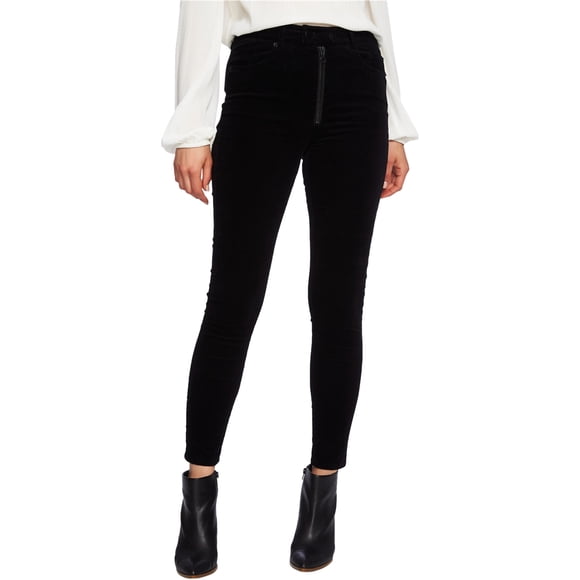 1.STATE Pantalon Décontracté en Velours Côtelé avec Fermeture Éclair pour Femmes, Noir, 2