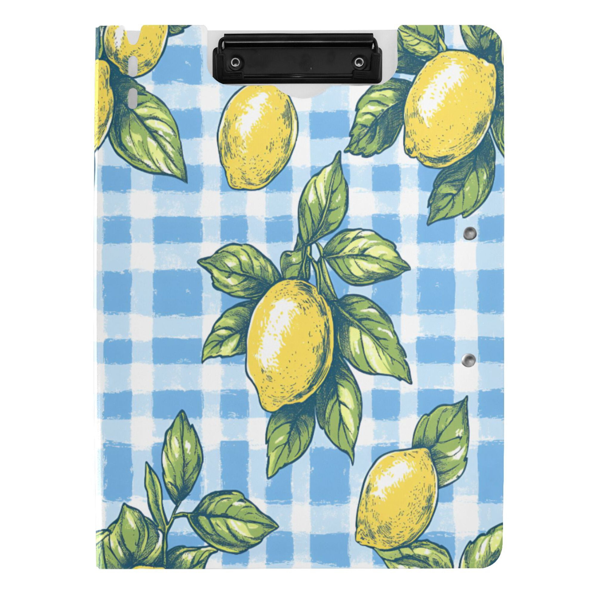 FORMRS A4 Clipboard Folder with Pen Holder Horizontal Foldable School Office Binder, Cartoon Plaid Lemon