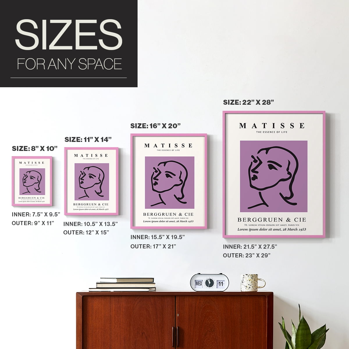 Matisse CVIII Framed Print in Pink Solid Wood 16 x 20 Framed Print