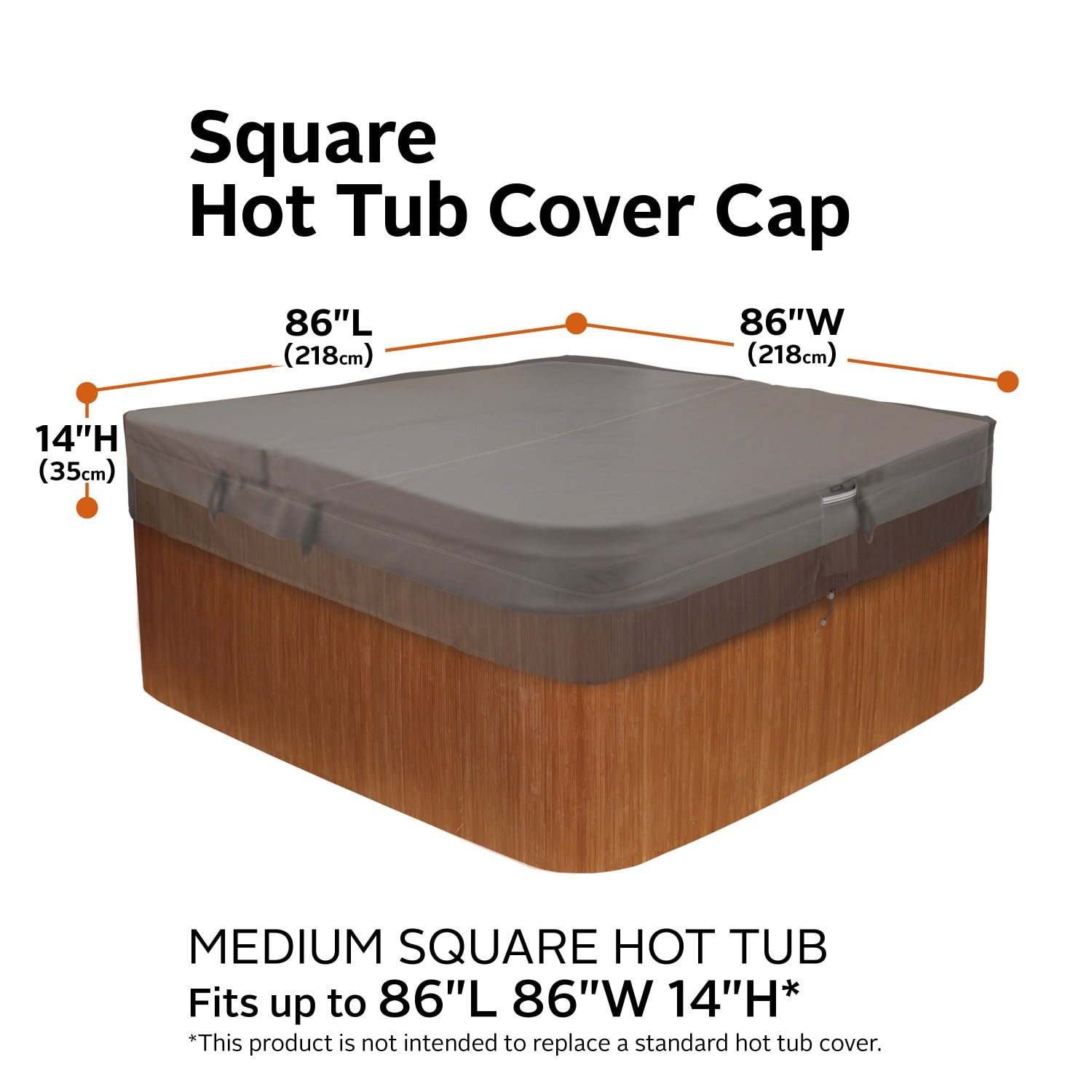 Classic Accessories Ravenna® Square Hot Tub Cover - Premium Outdoor Cover with Water Resistant Fabric, Medium (55-885-035101-EC)