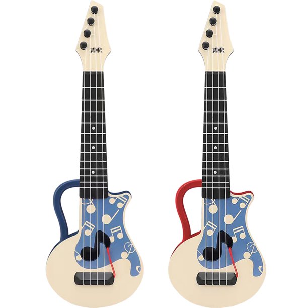 KAKOWELY 2 piezas de ukelele y guitarra para niños, juguete musical para niños pequeños, instrumento musical, juguete de iluminación.