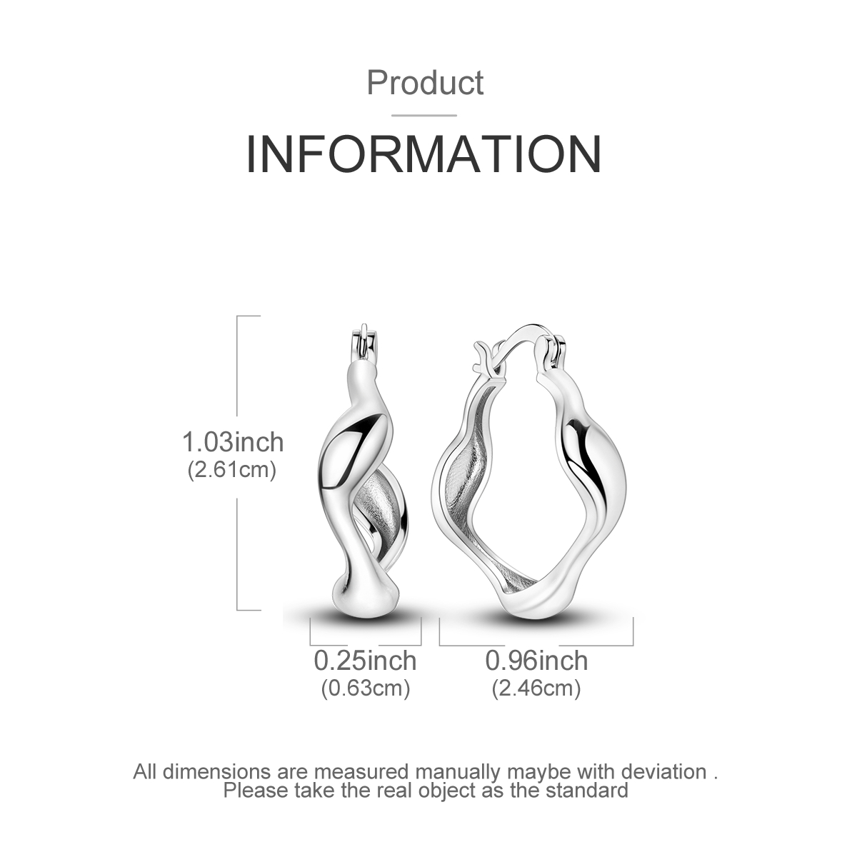 MULA European 925 Sterling Silver Flowing Curve Hoop Earrings, Minimalist Women's Jewelry Birthday Gift for Her