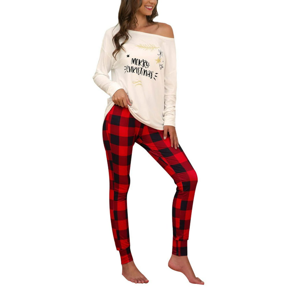 Bellella - Plus Size Women Christmas Pajamas Nightwear Ladies Girls Off ...