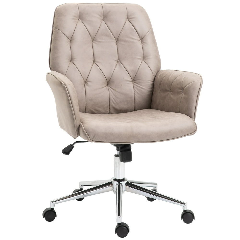 Vinsetto Modern MidBack Tufted Linen Fabric Home Office Task Chair with Arms, Swivel Adjustable