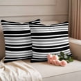 thumbnail image 2 of Black Gray Striped Outdoor Waterproof Pillow Covers, Horizontal Lines Simple Minimalist Decorative Square Throw Pillowcase Sofa Cushion Sham for Patio/Couch/Chair, 20"x20" 2 Pack, 2 of 8