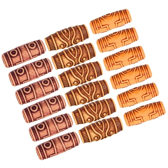 HINTRMENT Hair Cuffs 60Pcs Assorted Color 1.1x0.4x0.4in Resin Imitation Wood Hollow Tube for Braiding Dreads Accessories