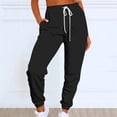 thumbnail image 2 of Fimkaul Wide Leg Pants for Women Yoga Pants Solid Casual Sports Tie Up Waist With Plush Sweater Material Workout Pants Sweatpants Black XL, 2 of 4