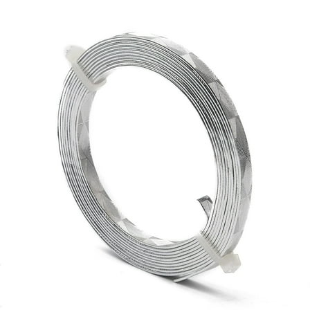 1 Roll Textured Aluminum Wire Bendable Metal Craft Wire Flat Craft Wire Bezel Strip Wire for Cabochons Jewelry Making Silver 18 Gauge 5x1mm about 6.56 Feet(2m)/roll