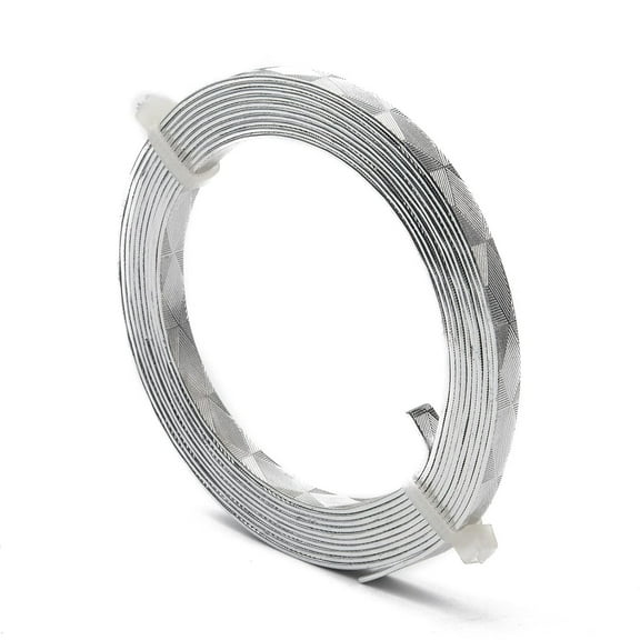 1 Roll Textured Aluminum Wire Bendable Metal Craft Wire Flat Craft Wire Bezel Strip Wire for Cabochons Jewelry Making Silver 18 Gauge 5x1mm about 6.56 Feet(2m)/roll