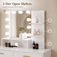 thumbnail image 4 of Ktaxon Vanity Table Set with 3 Color Lighted Mirror & Stool, Makeup Vanity Dressing Table, 2 Drawers and Storage Shelves for Bedroom, Gold Vanity Desk for Women (White), 4 of 10