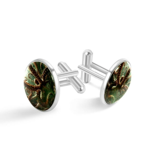 PhooArto Men's Classic Stainless Steel, Sea Octopus Feet Cufflinks Business Wedding Shirts, Silver
