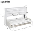 thumbnail image 3 of Kumix Full Size Murphy Cabinet Bed with Folding Sofa,Built-in Storage Shelves and LED Light, Murphy Bed for Teens Adults, Space-Saving, Beige, 3 of 7