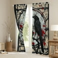 thumbnail image 3 of Manfei Halloween Crow Child Black Out Curtains, Vintage Cherry Blossoms Curtains Pack of 2 (42x63 Each), Mystic Galaxy Moon Bedroom Curtains, Window Curtains Room Decor, 3 of 6