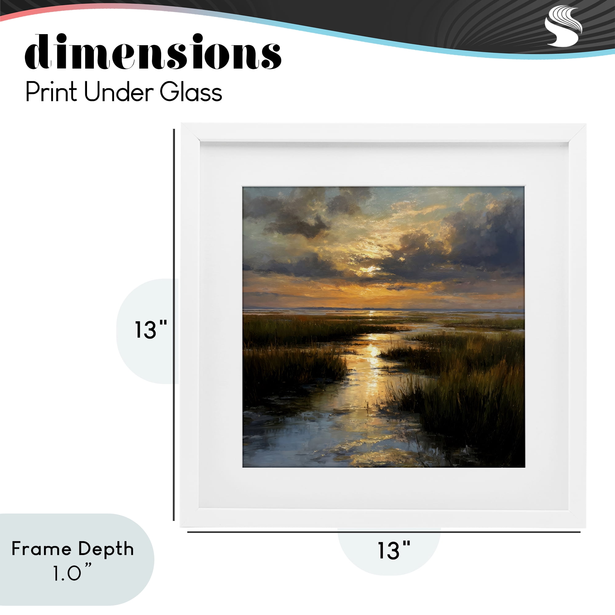 Stupell Industries Sunset Over Marshland White Framed Print Under Glass, design by Petal Prints Design