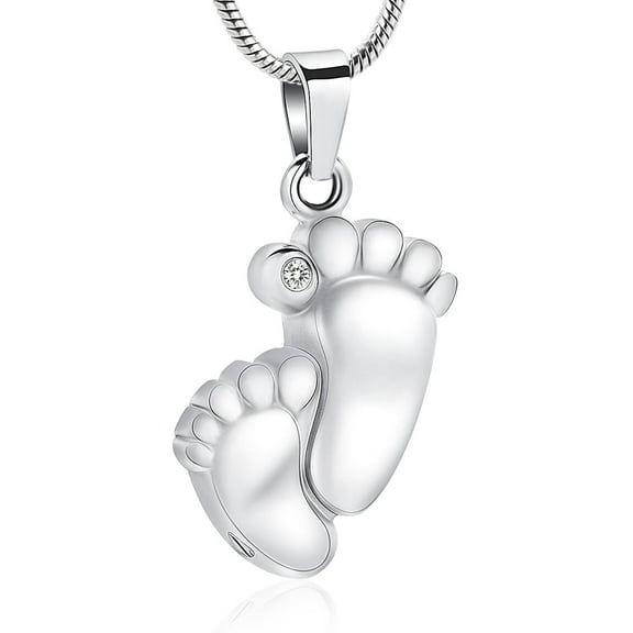 Mother Feet Footstep Footprint Cremation Jewelry for Ashes Holder Urn Necklace Lockets for Human Ashes