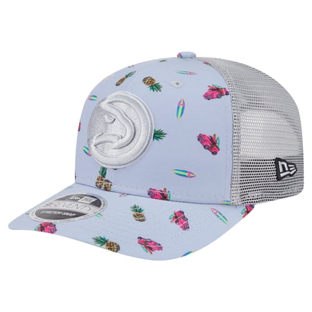 Men s New Era Light Blue/Gray Atlanta Hawks Adventure Aloha Pattern 9SEVENTY Stretch-Snap Hat