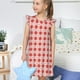 thumbnail image 4 of Fotbe Checkered Christmas With Snowflakes Vestido de Dormir para Niñas de 3 a 10 Años, Mangas Cortas, Estilo Princesa, Pijama Camisón con Mangas Voladas-Small, 4 of 6