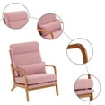thumbnail image 3 of Reading Armchair, Upholstered Living Room Chairs with High Back, Inclined Wood Legs and Lumbar Pillow, Wooden Accent Chair for Bedroom, Lounge, Pink, 3 of 9