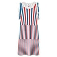 thumbnail image 3 of American Flag Blue Red White Women's Fashion Casual Dress Summer Stand Up Collar Ruffles Sleeve Dress Elegant Dresses, 3 of 4