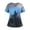 Blue, variant on Halloween Scrub Tops for Women, V Neck Short Sleeve Double Pocket Side Slit Printed, Casual Nurse Uniform for Work,Black M