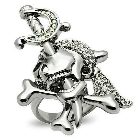 Draliance 3W003 - Ruthenium White Metal Ring with Top Grade Crystal in Clear