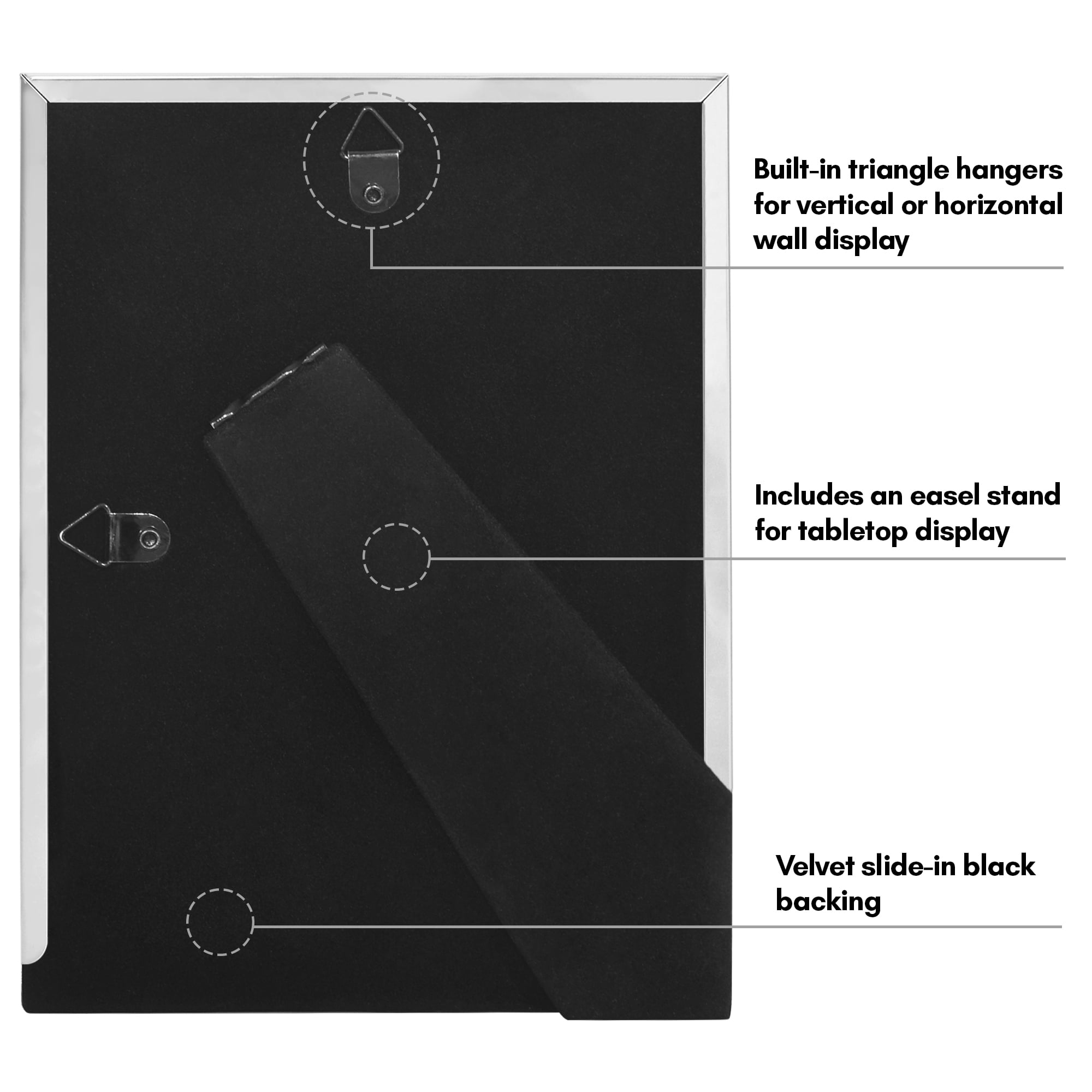 Americanflat 5x7 Picture Frame with Shatter-Resistant Glass Metal Beaded Style Detailing Elegant - Silver