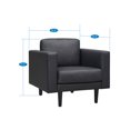 thumbnail image 6 of Modern Tight Back Upholstered Top Grain Genuine Leather Accent Chair, Single Sofa Chair with Armrest for Living Room, Apartment, Small Spaces, Leather, Gray, 6 of 8