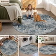 thumbnail image 6 of Navy Blue Grey Round Living Room Rugs 5 ft, Abstract Modern Boho Mottled Vintage Washable Area Rug with Non-Slip Sturdy Edge Binding Round Carpet for Entryway Kitchen Bedroom Bathroom, 6 of 9