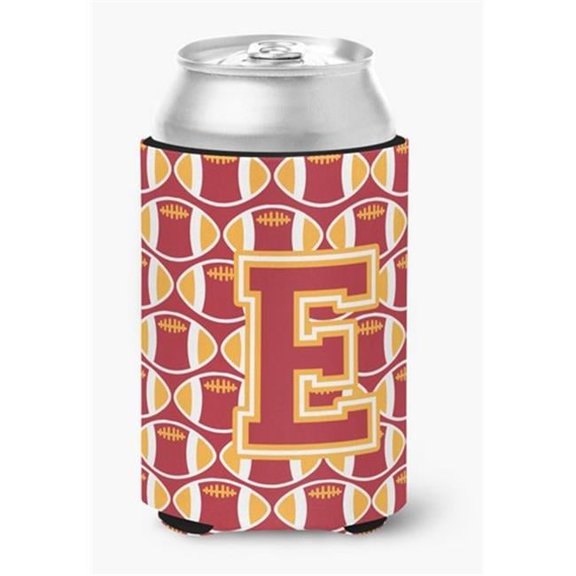 Letter E Football Cardinal & Gold Can or Bottle Hugger