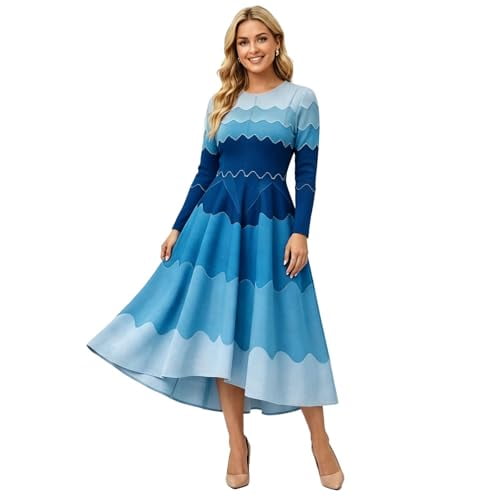 Bounce Dresses for Women Church, Elegant Pearl Midi Dress with Loose Stretch Fit for Wedding & Formal Events