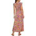 thumbnail image 3 of INSPIRAR CHIC Vestidos de Verano para Mujeres Casual con Mangas Cortas en V Cuello Fruncido Floral con Volantes y Capas Fluidas Maxi Vestido de Playa M Gris Verde, 3 of 5