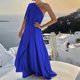 thumbnail image 2 of Vestido largo boho de un solo hombro para mujer - Color liso, fluido - Informal/playa/vacaciones - Mezcla de poliéster y spandex, 2 of 6