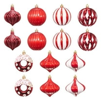 AYktou 14 Pcs Christmas Ornaments Balls, Christmas Tree Unique Shaped Ornaments Set, Pumpkin Hollow Doughnuts Onions and Almonds Shapes Hanging Balls for Home Christmas Tree Decoration