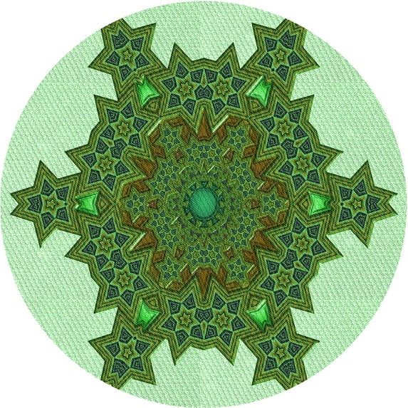 Ahgly Company Machine Washable Indoor Round Transitional Light Green Area Rugs, 6' Round