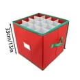 thumbnail image 4 of Christmas Ornament Storage Box Containers Premium Holiday Ornaments Organizer with Adjustable Dividers Pockets Clear Window Stores Up to 64 Ornament Storage Bin Zippered for Christmas Decorations Red, 4 of 8