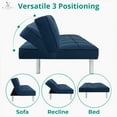 thumbnail image 4 of Madison Modern Futon Sofa Bed - Compact Design for Small Spaces - Convertible Futon with Linen Fabric for Premium Comfort - Ideal Guest Couch - Stylish & Durable, Supports up to 750 lbs. - Navy Blue, 4 of 16