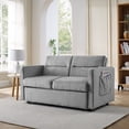 thumbnail image 1 of Lykos Loveseats Sofa Bed with Pull-out Bed，Adjsutable Back and Two Arm Pocket，Grey （54.5"x33"x31.5"）, 1 of 9