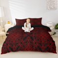 thumbnail image 2 of jejeloiu Bold Damask Duvet Cover King For Men Women,Intricate Pattern King Bedding,Red Black,Black Reversible,3-Piece,1 Duvet Cover and 2 Pillowcases, 2 of 6