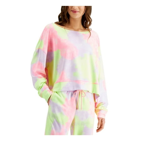 

JENNI Intimates Pink Crewneck Cropped Sweatshirt Sleep Shirt M