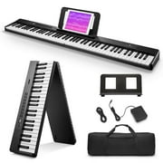 Donner DP-10 Beginner Foldable Piano Keyboard, Digital Piano with 88 Key Full Size Semi Weighted Keyboard, Bluetooth Portable Electric Piano with Piano Bag