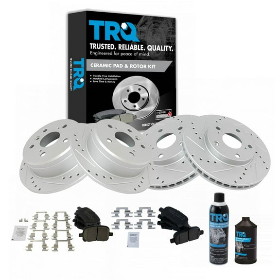 TRQ Front & Rear Ceramic Brake Pad & Performance Rotor Kit for Toyota Solara BKA21939 Fits select: 2000-2001 TOYOTA CAMRY, 1999-2003 TOYOTA CAMRY SOLARA
