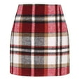 thumbnail image 2 of Women's Plaid Skirt High Waisted Pencil Mini Skirt for Party Red XL, 2 of 5