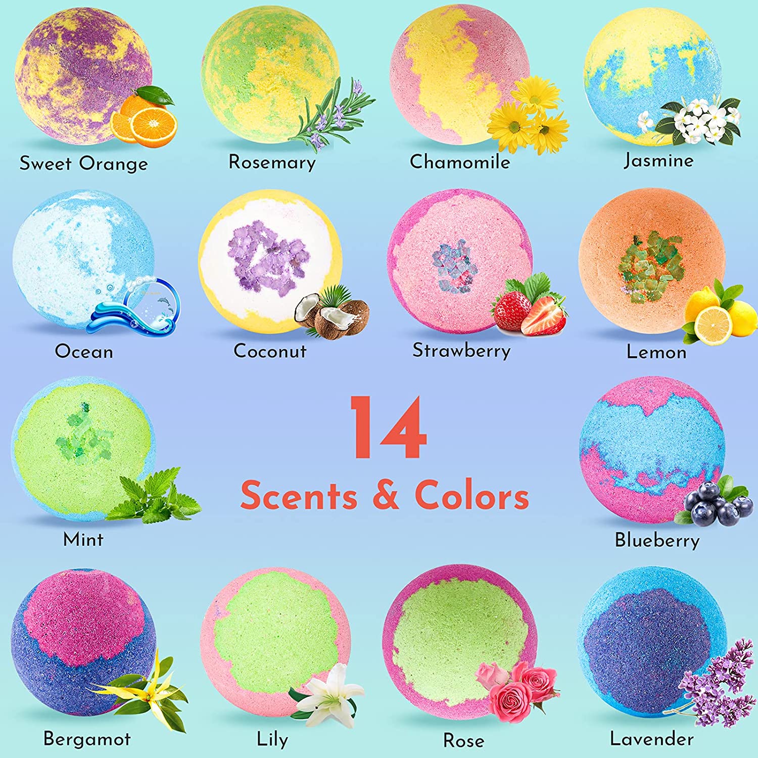DUAIU Bath Bomb Gift Set, 14 Pieces, Natural Ingredients photo 5