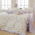thumbnail image 2 of Twin Duvet Cover Boho Ruffled Soft  3 Piece Floral Bedding Comforter, 2 of 7