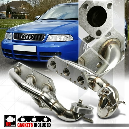 Stainless Steel Exhaust Header Manifold for 97-04 Audi S4 B5/A6 Quattro C5 2.7 98 99 00 01 02 03 (Best Exhaust For Audi S4)