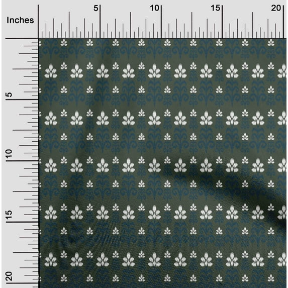 oneOone Cotton Cambric Fabric Floral Ikat Decor Fabric Printed BTY 56 Inch Wide