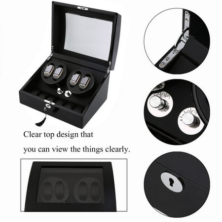 Quiet Automatic Rotation 4+6 Watch Winder Display Box Storage Holder Case