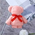 thumbnail image 4 of TOPRenddon Bear Bath Towel Gift Soft Coral Fleece Hand Towels Bear Towel with Bags for Wedding Graduation Valentine's Day Baby Shower Birthday Souvenir Supplies, 11.8x23.6in, 4 of 6